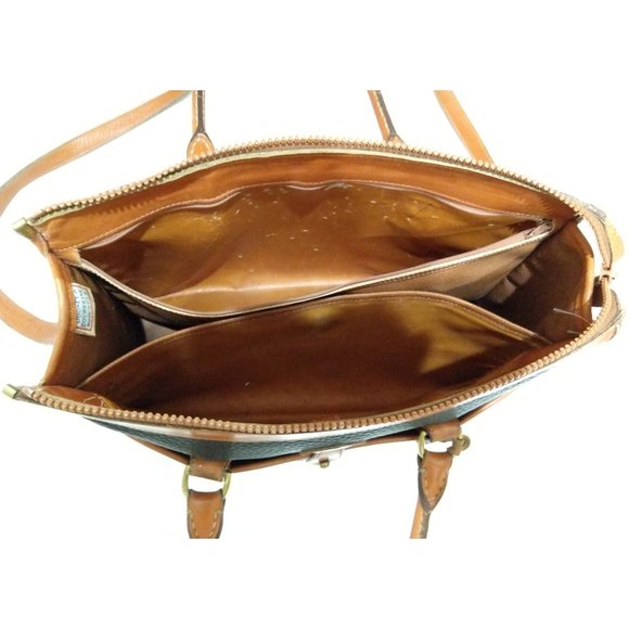 Vintage 80s Dooney & Bourke USA Brown Black Pebbled Leather Shoulder Satchel Bag - Picture 11 of 15